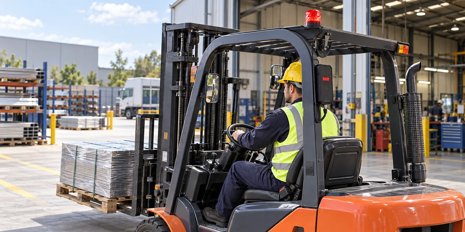 SF-102 forklift speed limiter used in industrial yards and workshops