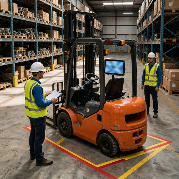 Commissioning and pedestrian detection test of an installed forklift safety system