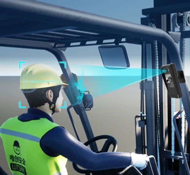Forklift driver monitored by the SF-120 driver monitoring system
