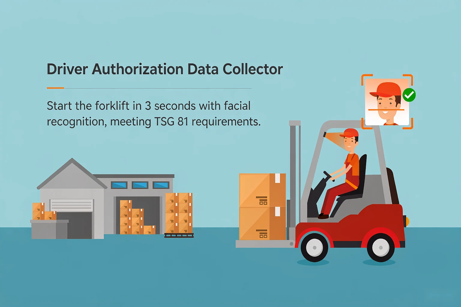 SF-152 driver authorization data collector opening a forklift by facial recognition