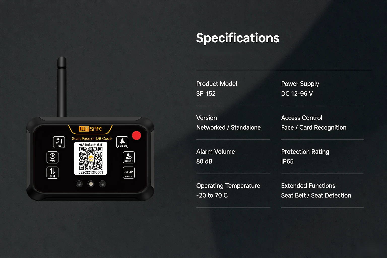 SF-152 forklift access control system technical specifications